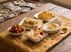 Table full of Indian Sweets