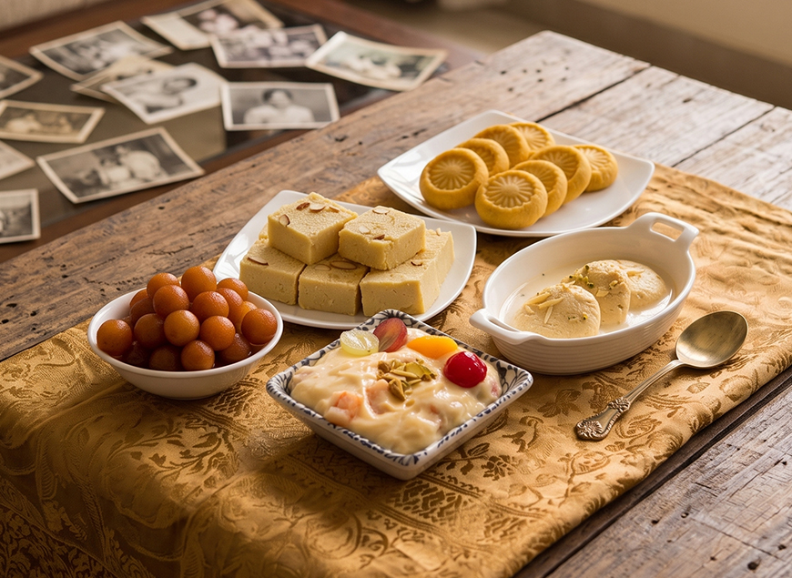 Table full of Indian Sweets